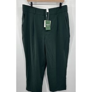 Halara Pleated High Waisted Trouser Pants‎ XL P Wide Leg Green Athleisure NWT